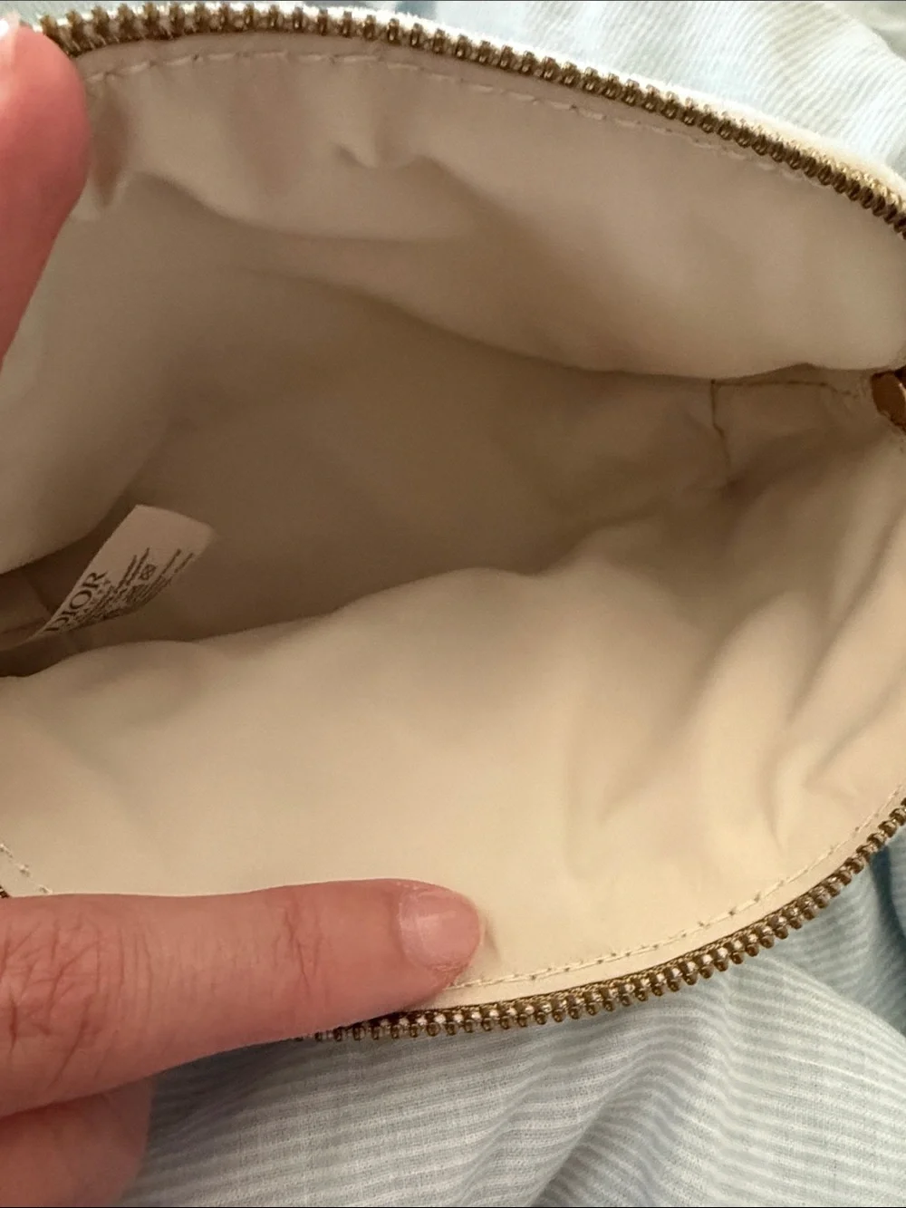 Dior Ivory Cosmetic Pouch with Gold CD Emblem